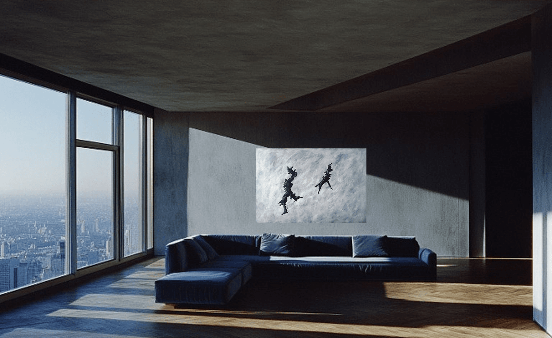 Painting placed on the wall before blending